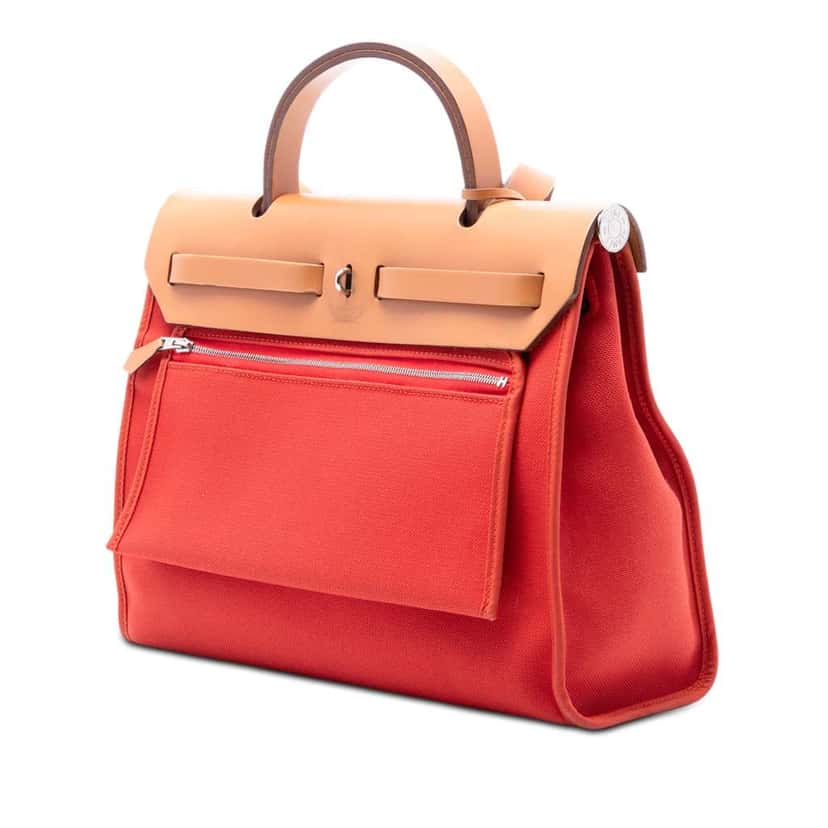 Hermès Toile Herbag Zip 31 Orange Canvas Very good condition - Back View