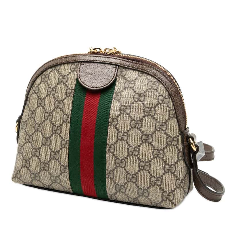 Gucci Small GG Supreme Web Ophidia Dome Crossbody Brown Canvas Very good condition - Back View