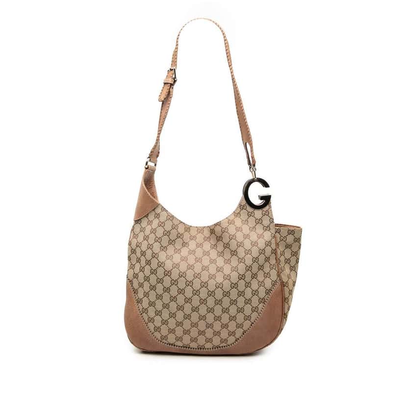 Gucci GG Canvas Charlotte Crossbody Brown Leather Very good condition - Front View