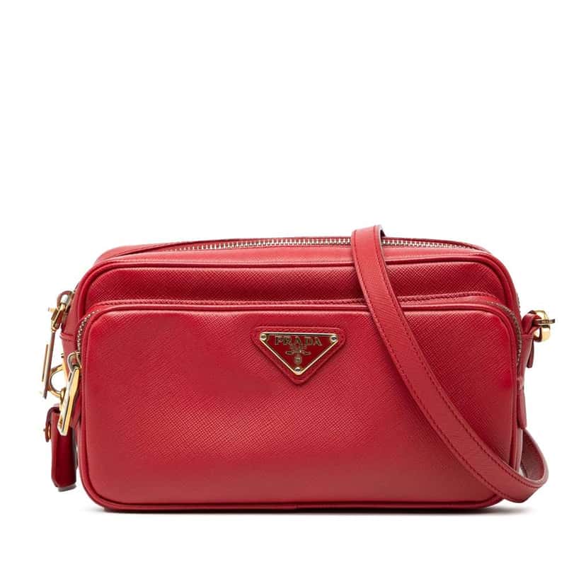 Prada Saffiano Crossbody Red Leather Very good condition - Front View