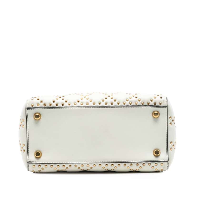Dior Medium Lambskin Cannage Studded Supple Lady Dior White Leather Very good condition - Inside View