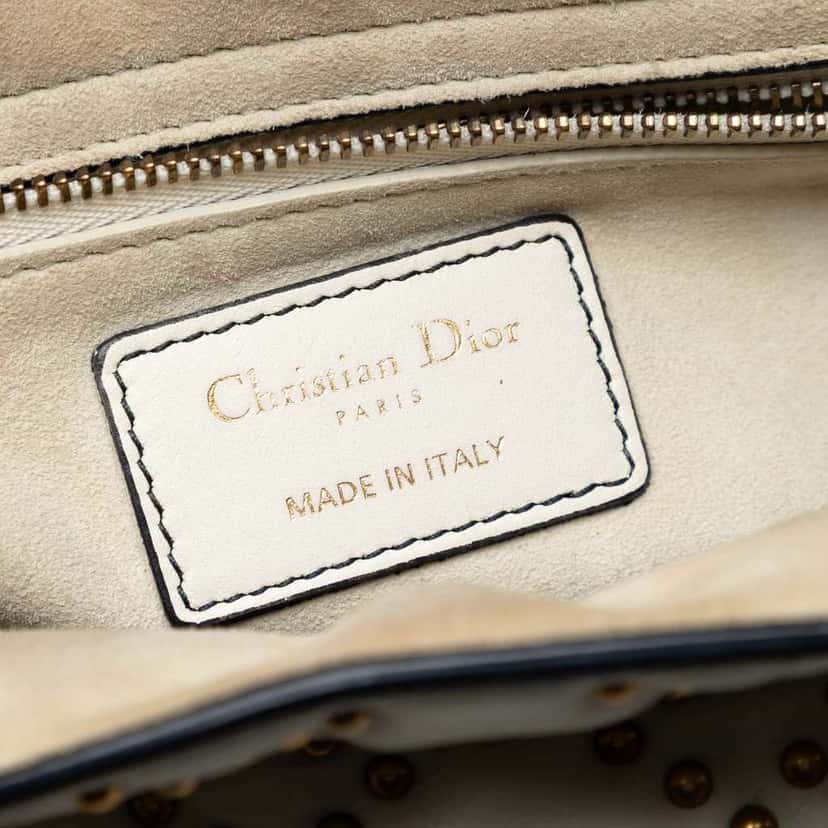 Dior Medium Lambskin Cannage Studded Supple Lady Dior White Leather Very good condition - Box View