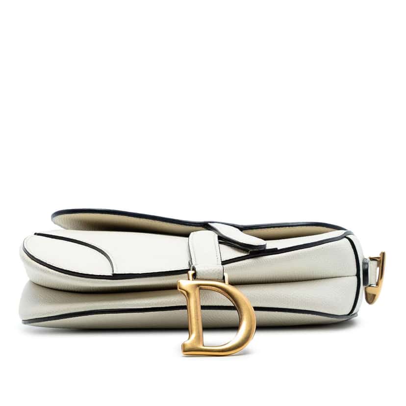 Dior Mini Grained Calfskin Saddle Bag White Leather Very good condition - Inside View