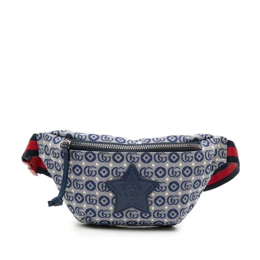Gucci Kids GG Canvas Stars Web Belt Bag Blue Canvas Very good condition - Front View