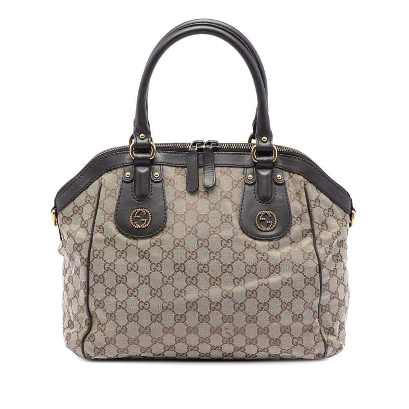 Gucci Medium GG Canvas Scarlett Satchel Brown Canvas Very good condition - Front View