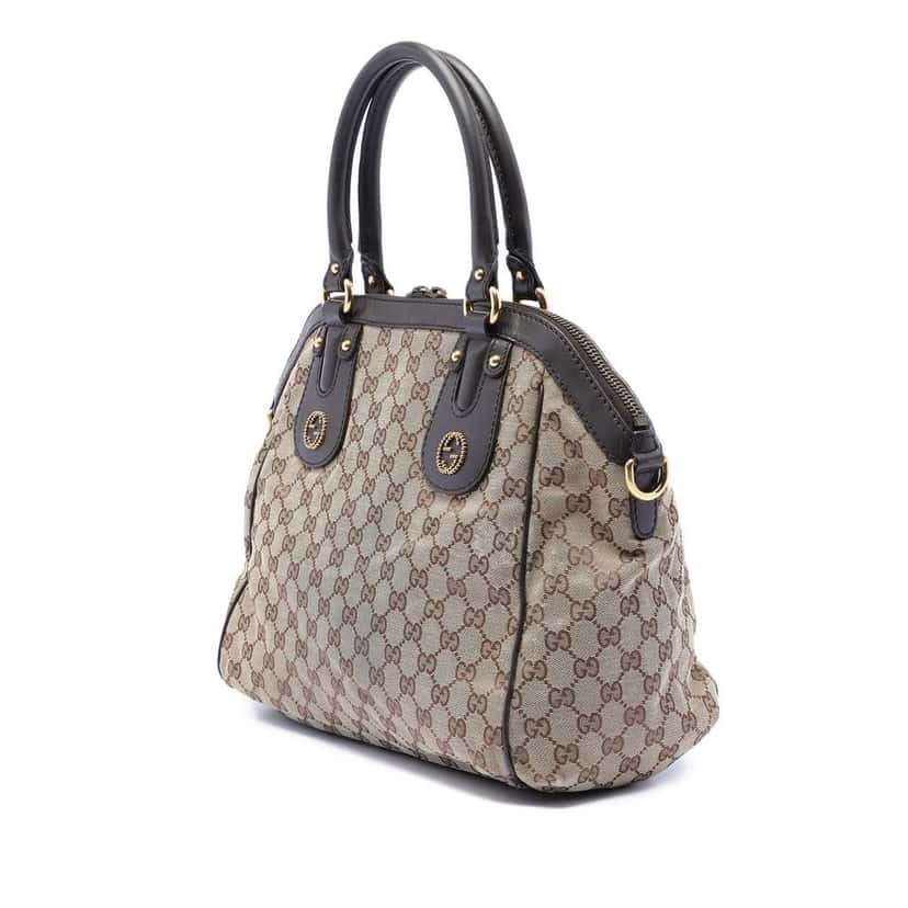 Gucci Medium GG Canvas Scarlett Satchel Brown Canvas Very good condition - Back View