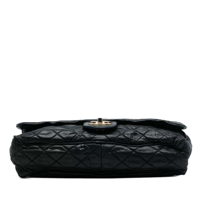 Chanel Large Quilted Iridescent Calfskin Shiva Flap Black Leather Good condition - Inside View