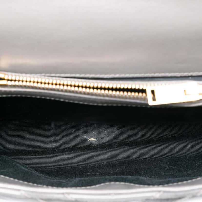 Saint Laurent Medium Calfskin and Suede Chevron Monogram College Satchel Grey Leather Good condition - Model View