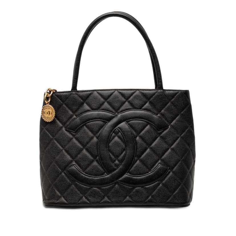 Chanel Caviar Medallion Tote Black Leather Good condition - Front View