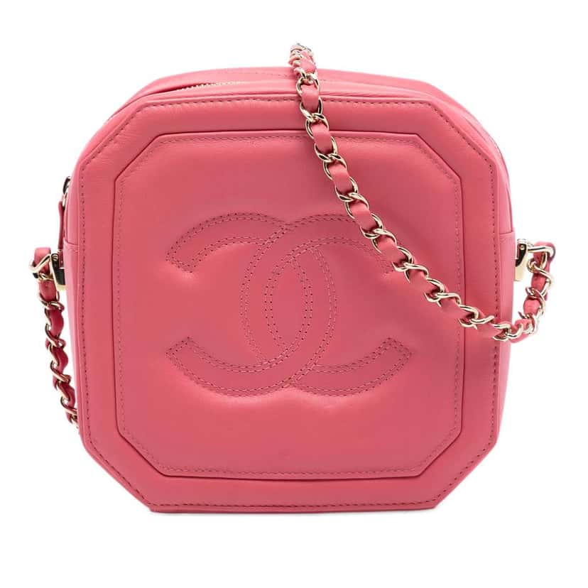 Chanel CC Calfskin Clock Camera Case Pink Leather Very good condition - Front View