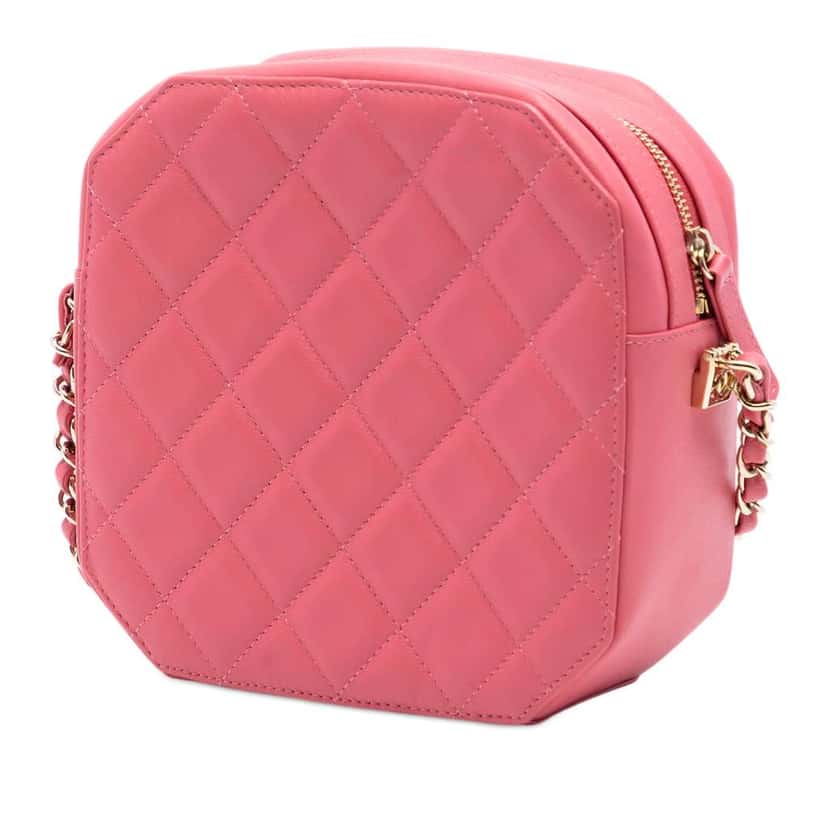 Chanel CC Calfskin Clock Camera Case Pink Leather Very good condition - Back View