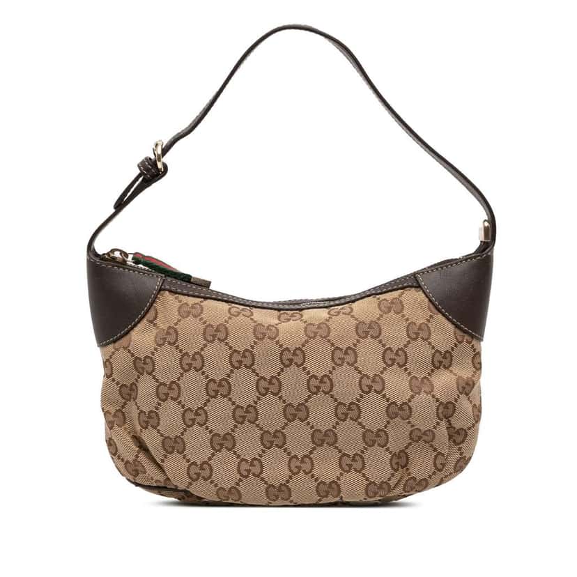 Gucci GG Canvas Web Handbag Brown Canvas Good condition - Front View