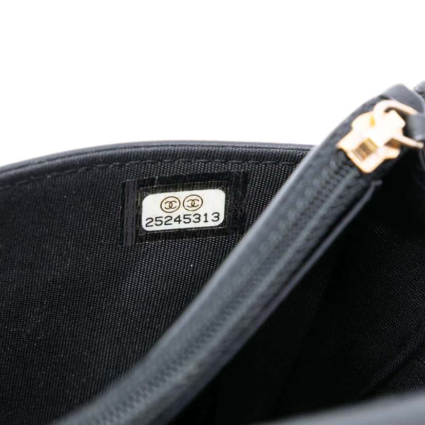 Chanel Pleated Crumpled Chevron Calfskin Le Boy Wallet On Chain Black Leather Very good condition - Box View