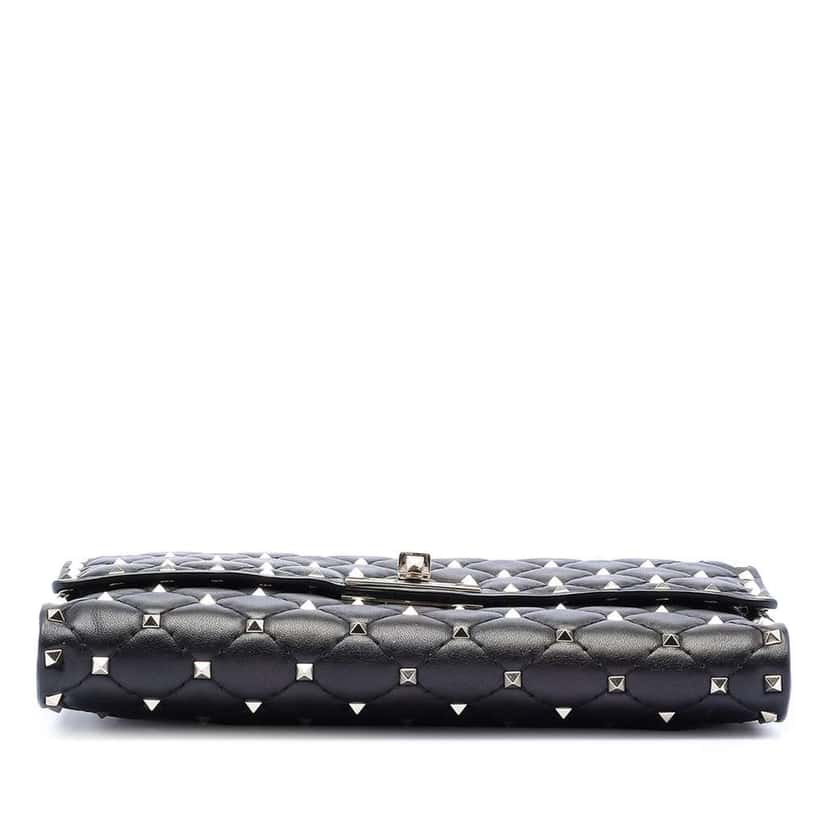 Valentino Nappa Rockstud Spike Wallet On Chain Black Leather Good condition - Inside View