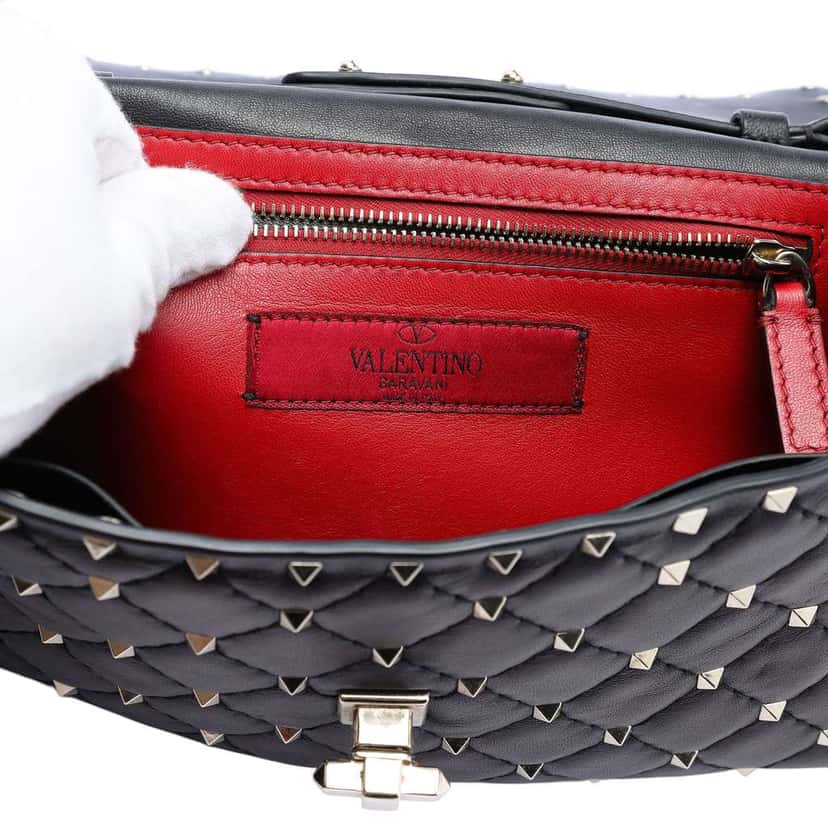 Valentino Nappa Rockstud Spike Wallet On Chain Black Leather Good condition - Box View