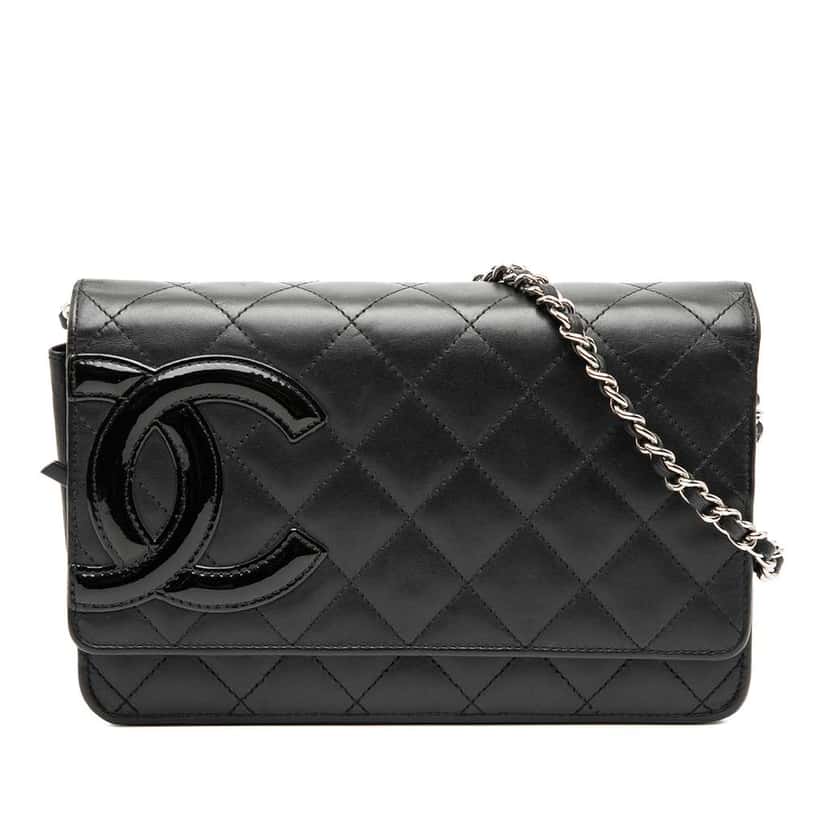 Chanel Lambskin Cambon Ligne Wallet On Chain Black Leather Very good condition - Front View