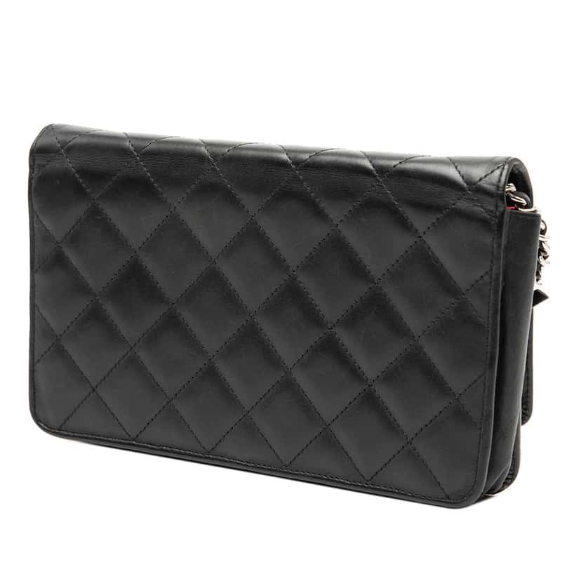 Chanel Lambskin Cambon Ligne Wallet On Chain Black Leather Very good condition - Back View