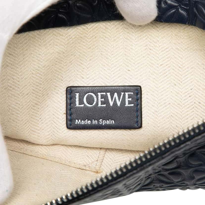 Loewe Embossed Anagram Leather Repeat T Clutch Blue Leather Very good condition - Box View