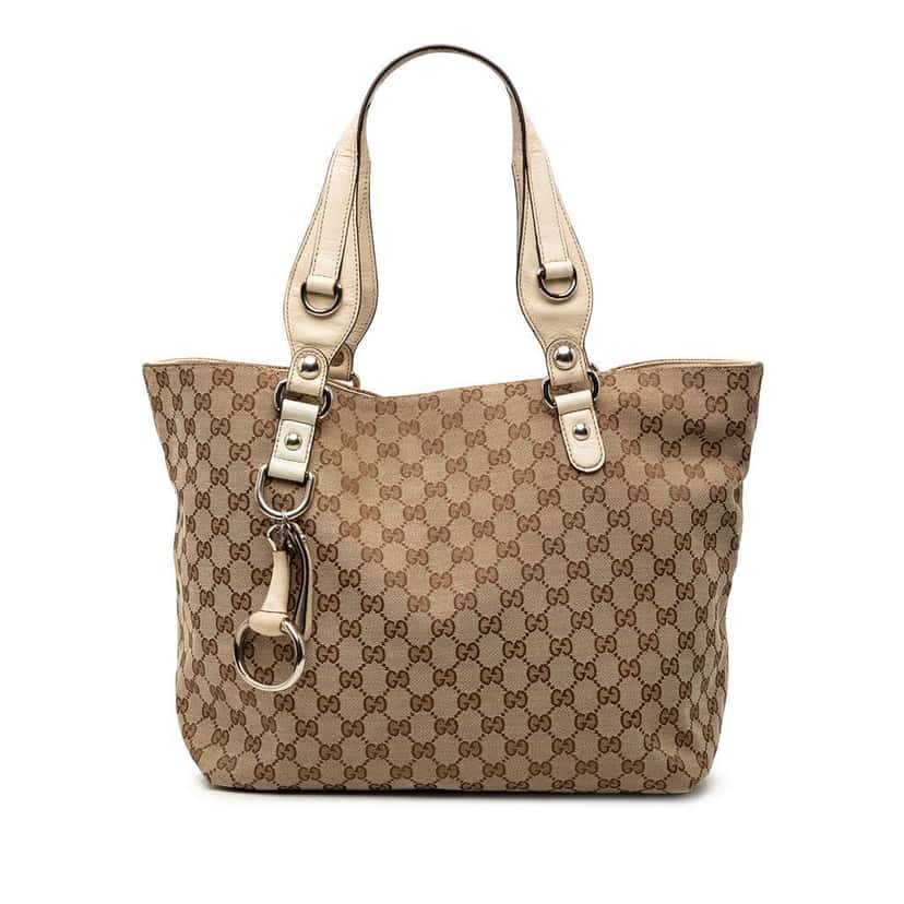 Gucci Medium GG Canvas Icon Bit Tote Brown Canvas Very good condition - Front View