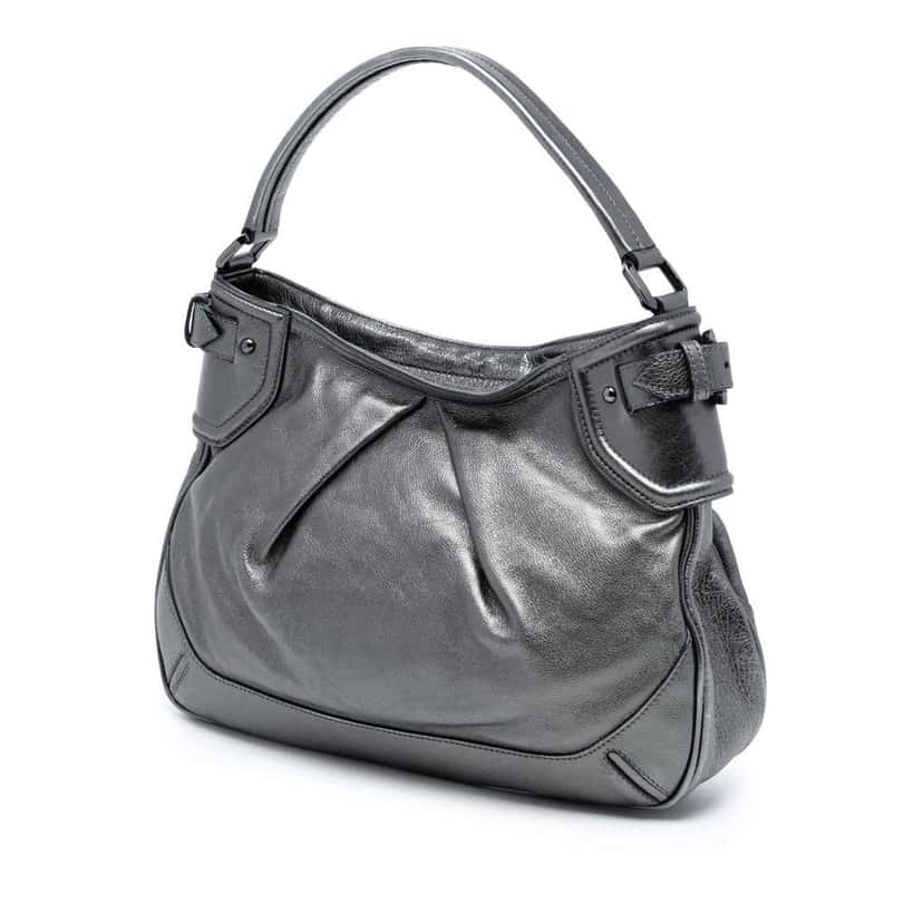 Burberry Metallic Leather Fairby Hobo Grey Leather Very good condition - Back View