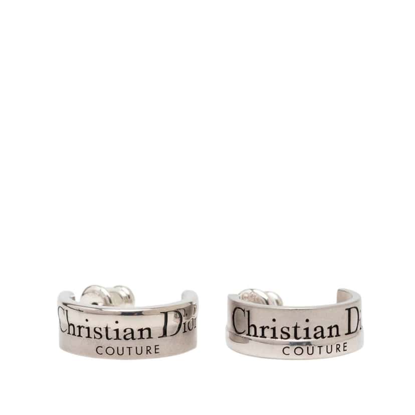 Dior Sterling Silver Couture Cut Push Back Earrings Silver Silver Very good condition - Front View