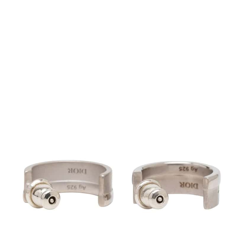 Dior Sterling Silver Couture Cut Push Back Earrings Silver Silver Very good condition - Back View