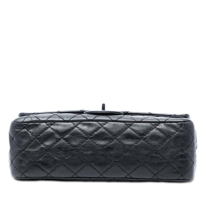 Chanel Quilted Aged Calfskin Reissue 2.55 Double Flap 225 with Mini Pouch Black Leather Good condition - Inside View