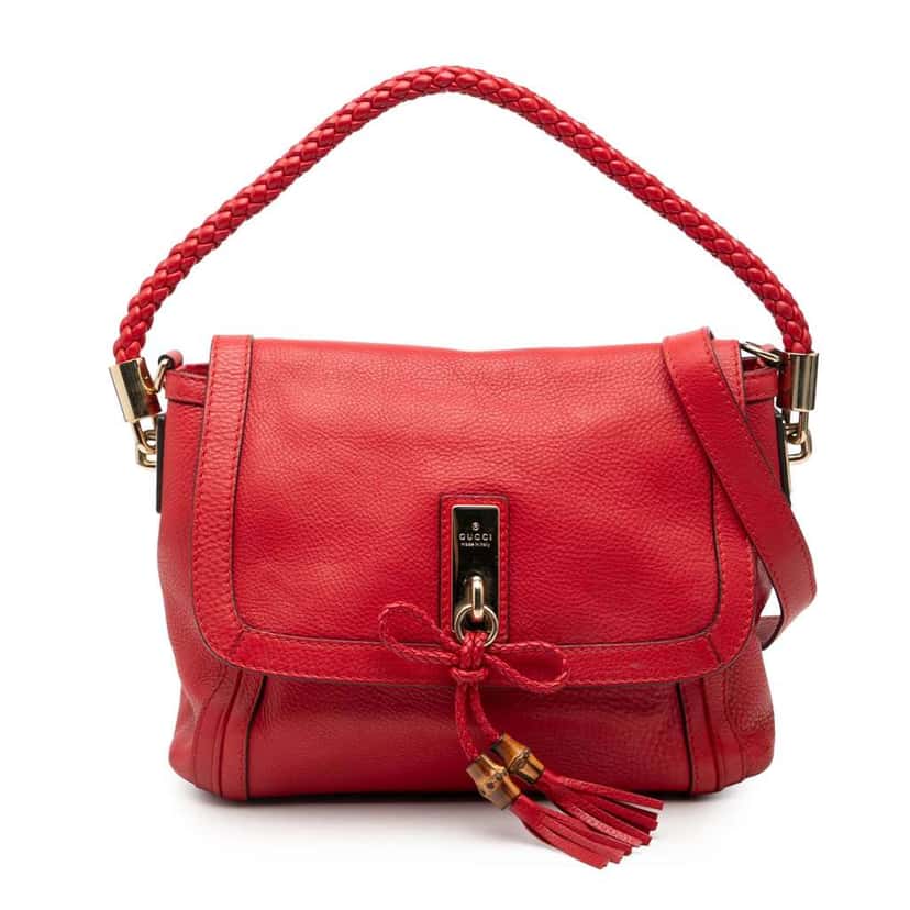 Gucci Leather Bella Satchel Red Leather Very good condition - Front View
