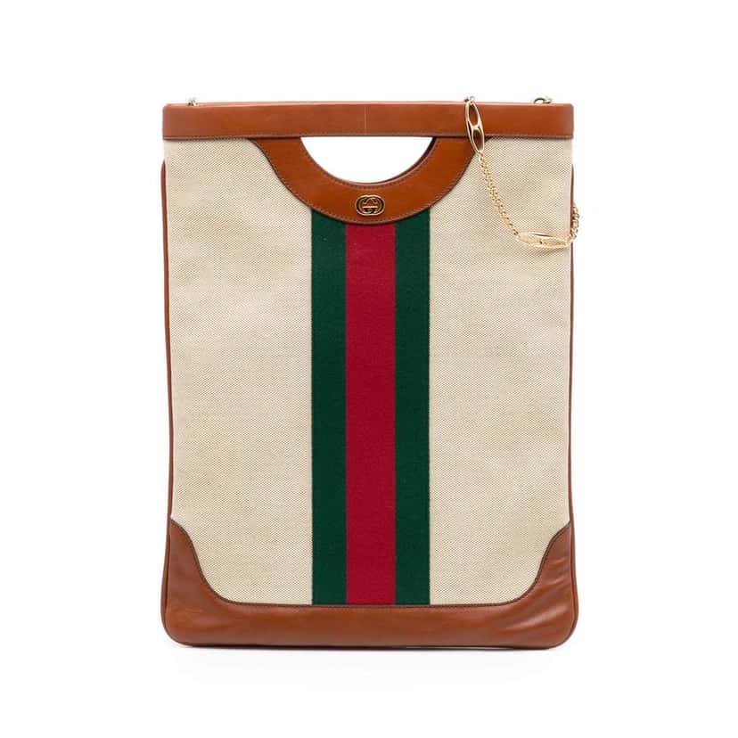 Gucci Canvas Web Satchel Brown Canvas Very good condition - Front View