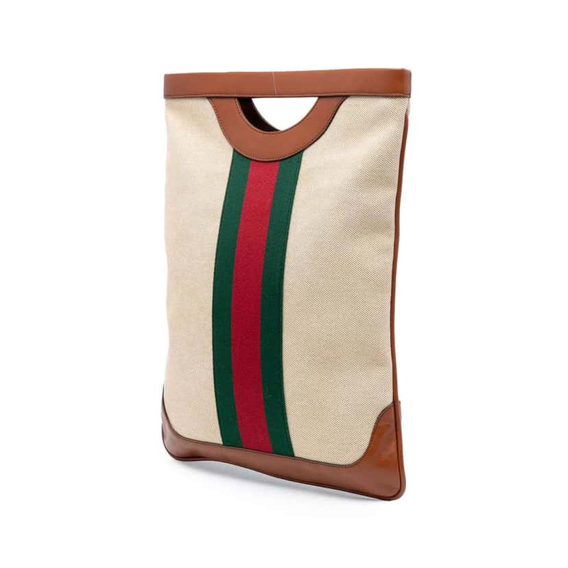 Gucci Canvas Web Satchel Brown Canvas Very good condition - Back View