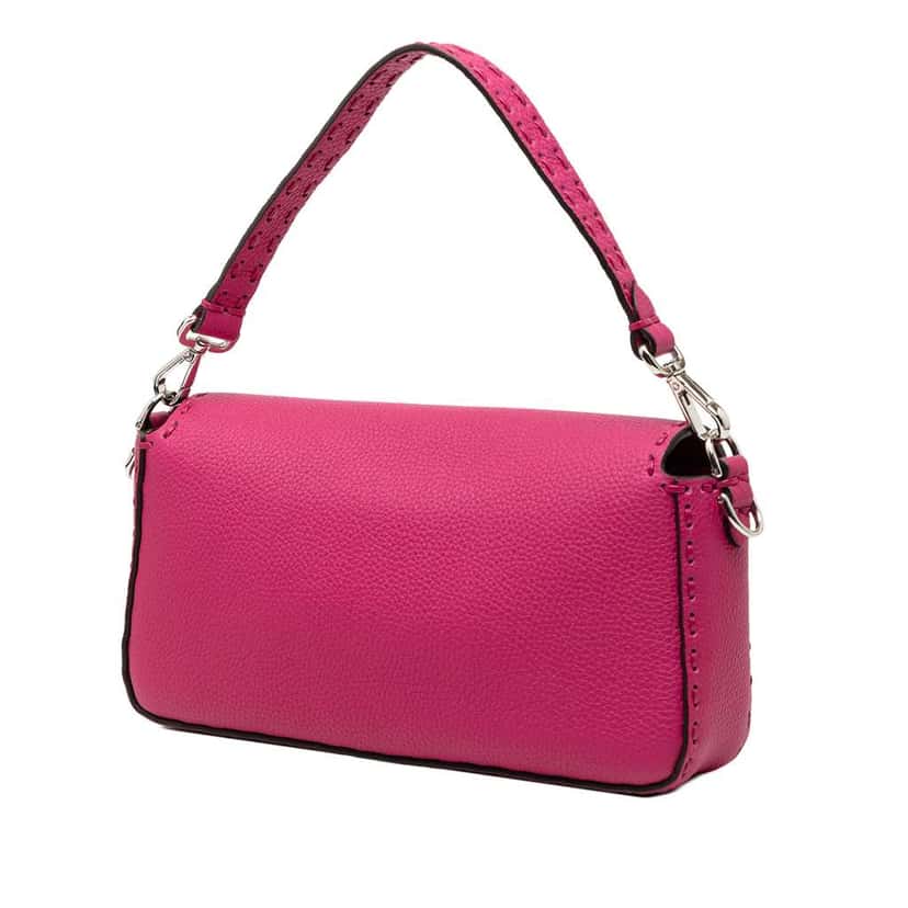Fendi Leather Selleria Baguette Satchel Pink Leather Very good condition - Back View