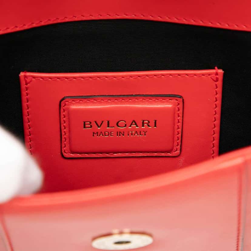 Bvlgari Small Leather Square Serpenti Forever Chain Crossbody Red Leather Very good condition - Box View
