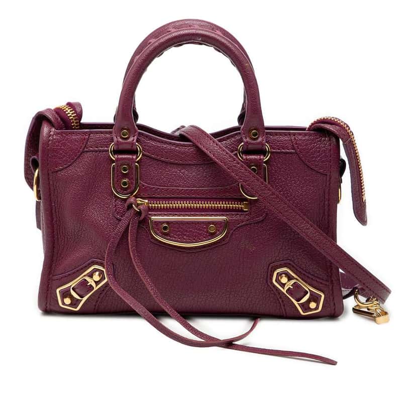 Balenciaga Nano Chevre Motocross Classic Metallic Edge City Satchel Red Leather Good condition - Front View