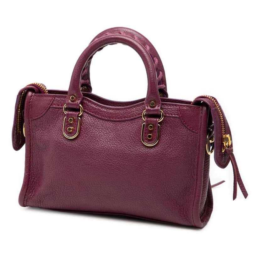 Balenciaga Nano Chevre Motocross Classic Metallic Edge City Satchel Red Leather Good condition - Back View