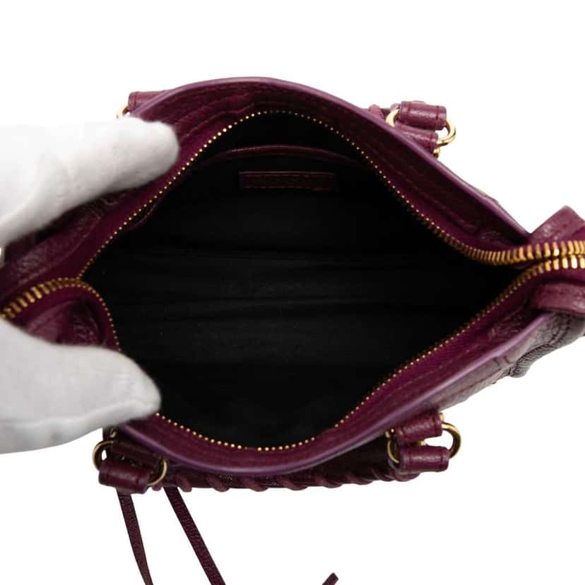 Balenciaga Nano Chevre Motocross Classic Metallic Edge City Satchel Red Leather Good condition - Model View