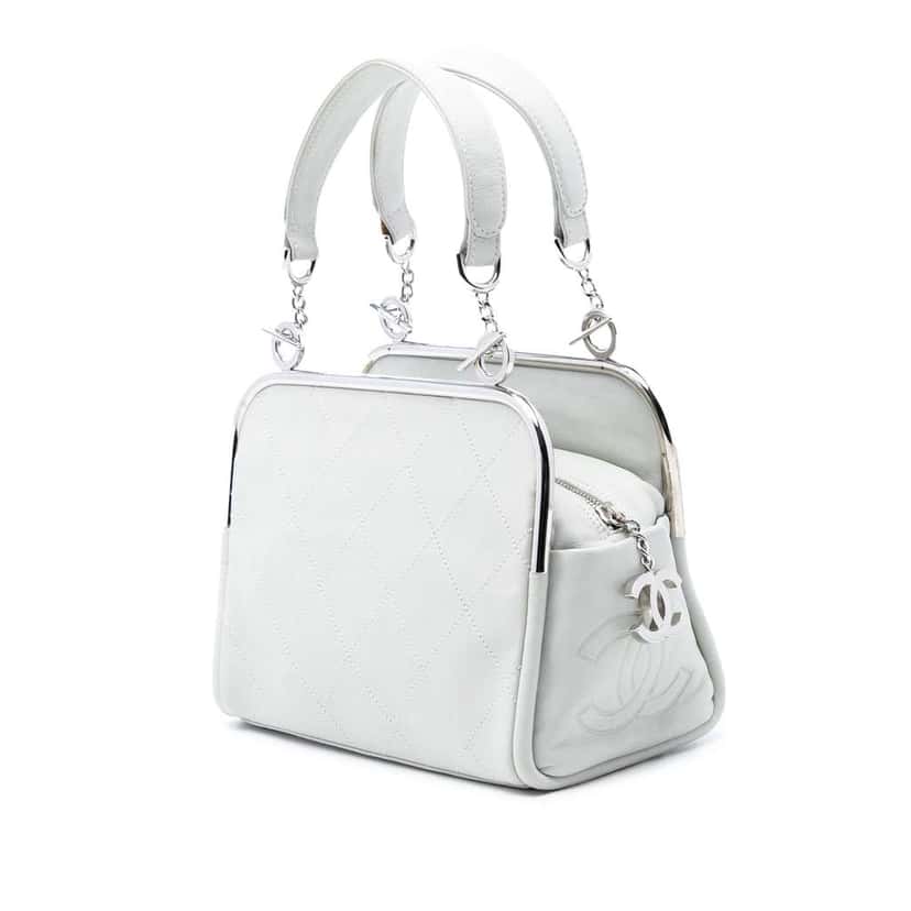 Chanel Lambskin Ultimate Soft Frame Handbag White Leather Very good condition - Back View