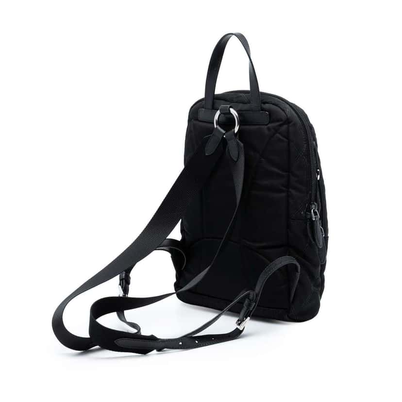Prada Saffiano Trimmed Impuntu Tessuto Backpack Black Very good condition - Back View