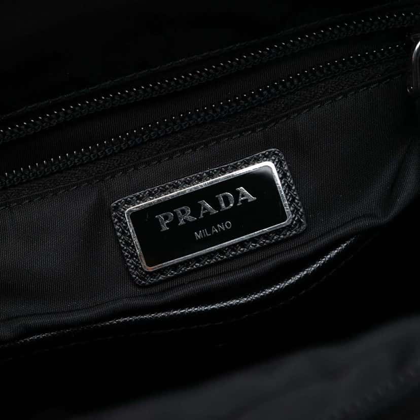 Prada Saffiano Trimmed Impuntu Tessuto Backpack Black Very good condition - Box View