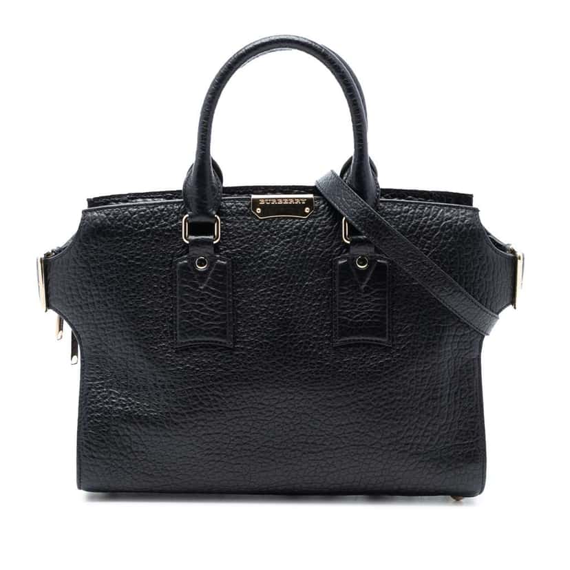 Burberry Medium Grained Leather Clifton Satchel Black Leather Very good condition - Front View