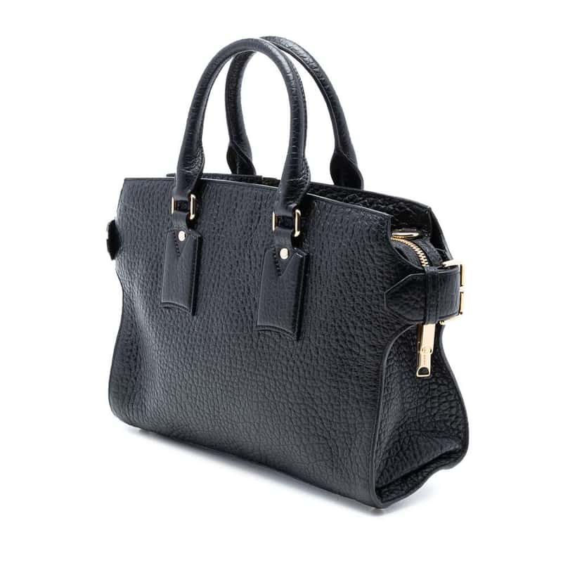 Burberry Medium Grained Leather Clifton Satchel Black Leather Very good condition - Back View