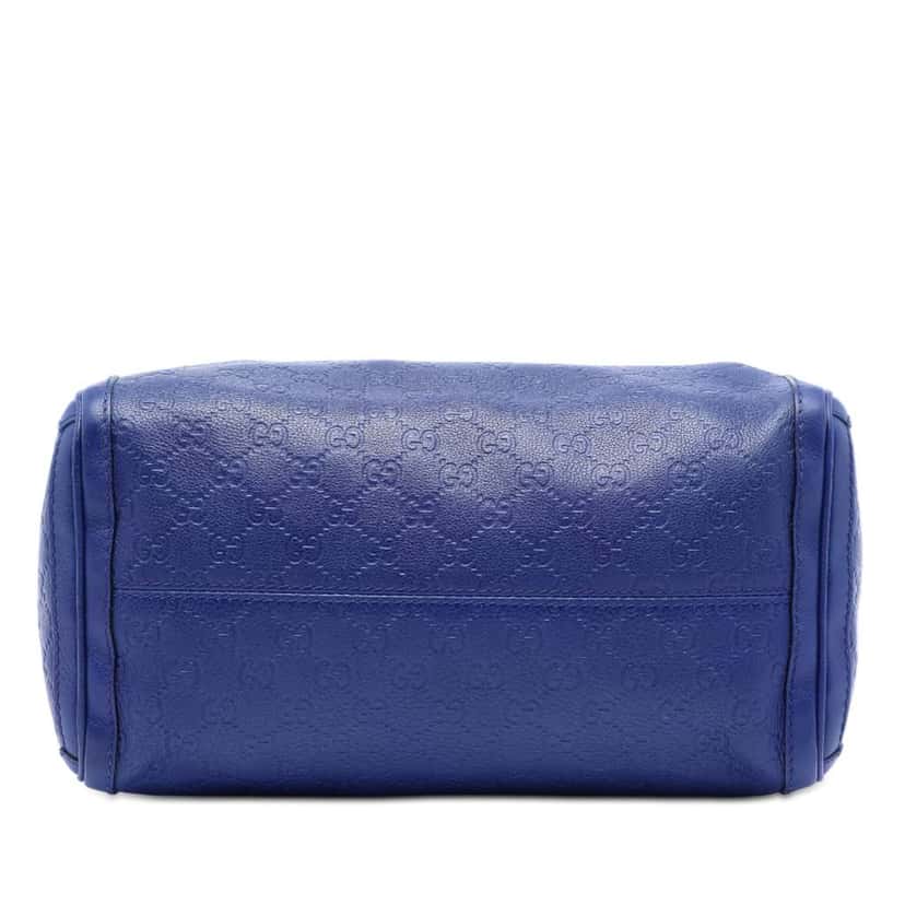 Gucci Medium Guccissima Techno Tag Boston Bag Blue Leather Good condition - Inside View