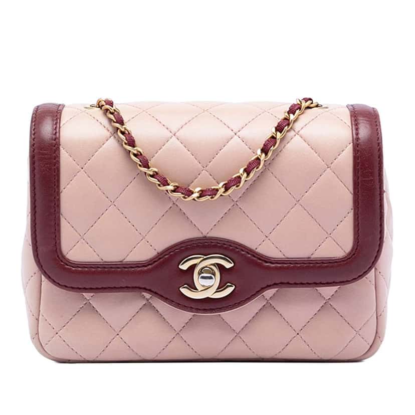 Chanel Mini Quilted Lambskin Two Tone Day Flap Pink Leather Good condition - Front View
