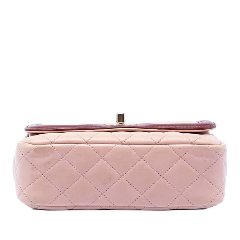 Chanel Mini Quilted Lambskin Two Tone Day Flap Pink Leather Good condition - Inside View