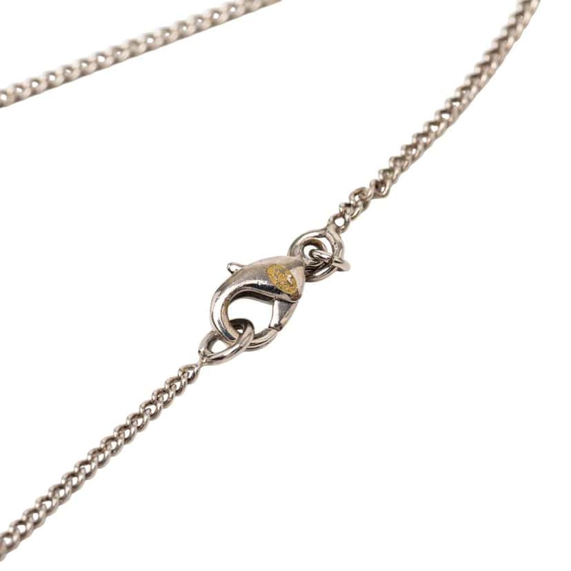 Chanel Silver Plated CC Rhinestone Pendant Necklace Silver Metal Good condition - Inside View