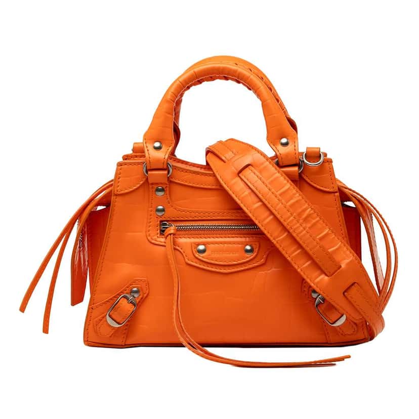 Balenciaga Mini Croc Embossed Calfskin Neo Classic City Orange Leather Very good condition - Front View