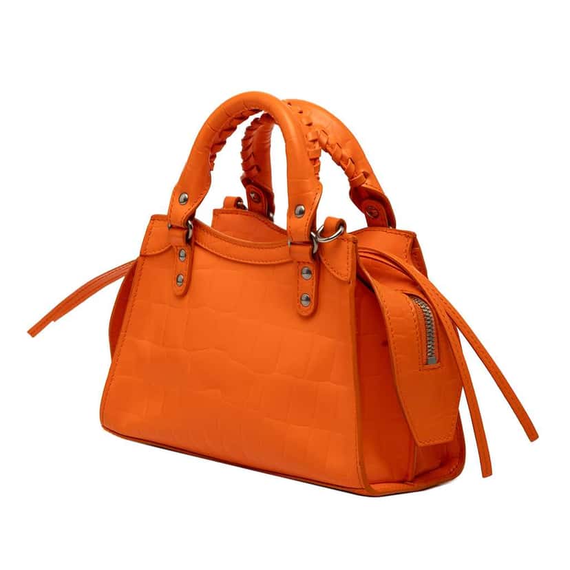 Balenciaga Mini Croc Embossed Calfskin Neo Classic City Orange Leather Very good condition - Back View