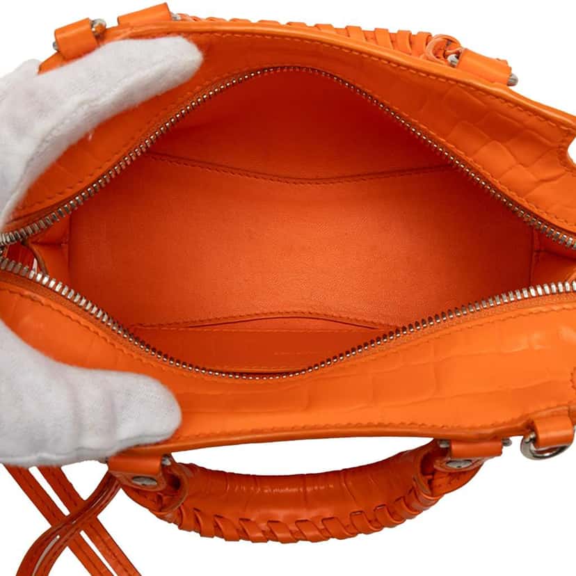 Balenciaga Mini Croc Embossed Calfskin Neo Classic City Orange Leather Very good condition - Model View