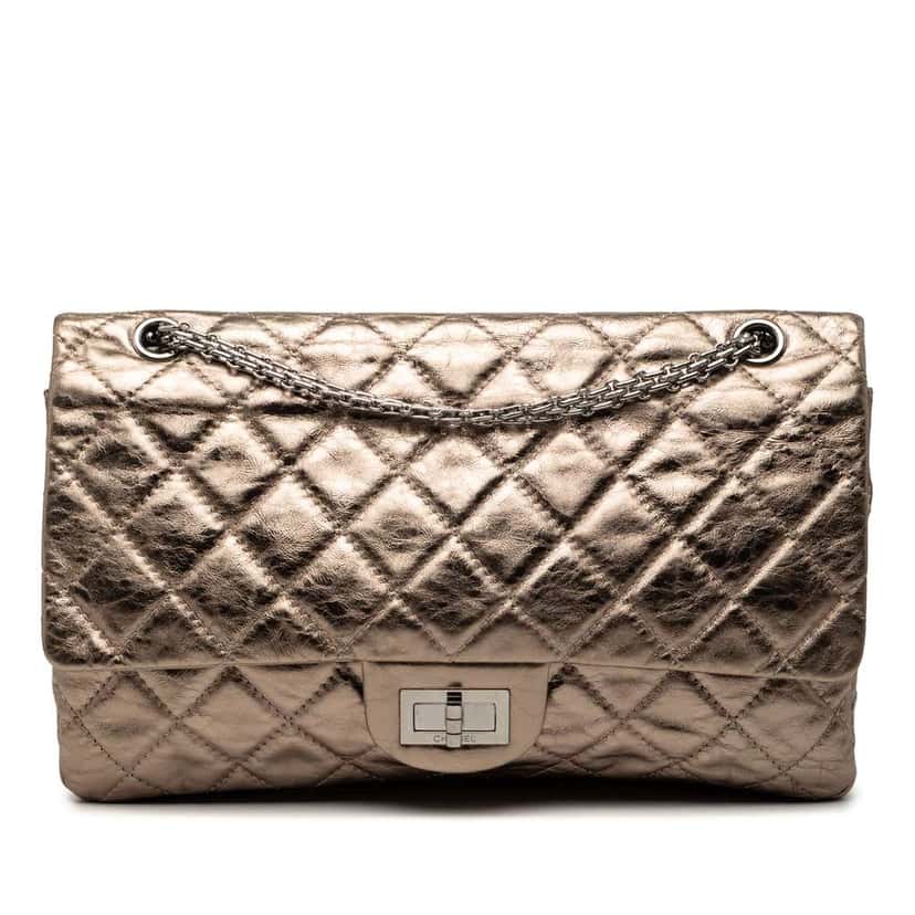 Chanel Metallic Aged Calfskin Reissue 2.55 Double Flap 227 Gold Leather Good condition - Front View