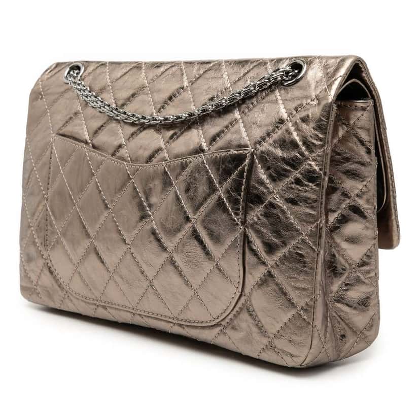 Chanel Metallic Aged Calfskin Reissue 2.55 Double Flap 227 Gold Leather Good condition - Back View