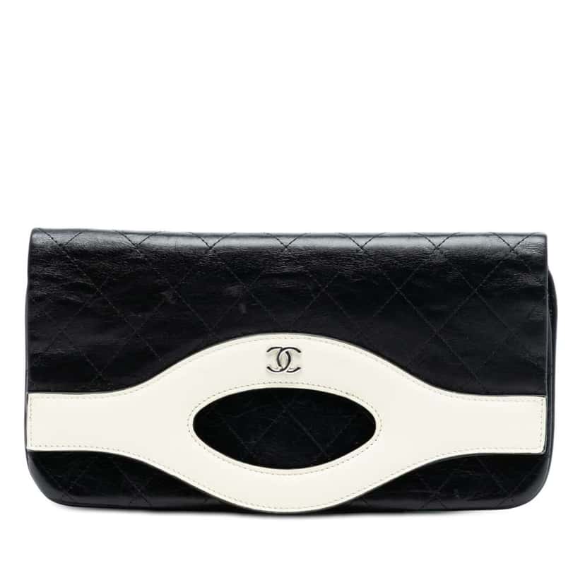 Chanel Small Bicolor Aged Calfskin 31 Clutch Black Leather Very good condition - Front View